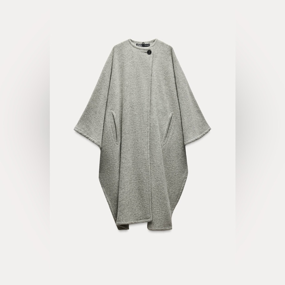 ZARA ALPACA BLEND CAPE COAT WITH SCARF ZW COLLECTION, size MEDIUM, NWT - Picture 9 of 13